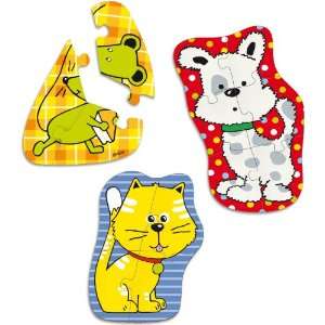  Vilac Set of 3 Wood Puzzles, Animal Baby