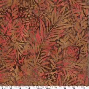  45 Wide Rayon Batik Leaves Brown Fabric By The Yard 