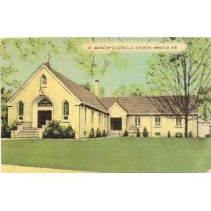 1940s Vintage Postcard St. Anthonys Catholic Church   Angola Indiana