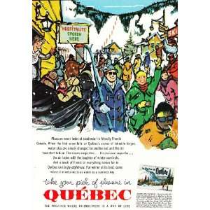  1961 Ad Quebec Canada Ski Town Vintage Travel Print Ad 