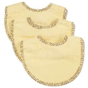  Frenchie Solid Baby Bib With Brown Leaf Binding, 3 Pack 