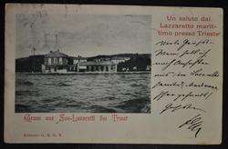 AUSTRIA in ITALY 1899 Rare TRIESTE Lazaretto SHIP PPC to Czech,Cholera 