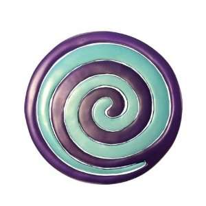 Anodize Aluminum Round Two Piece Trivet   Snail Design   Turquoise and 