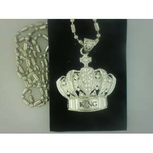  CROWN KING PIMP ICED OUT CZ BLING HIP HOP CHARM W CHAIN 