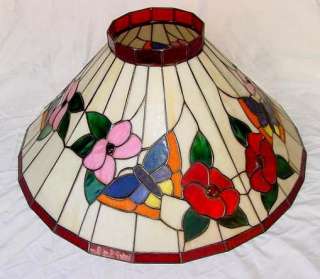 VINTAGE LEADED STAIN GLASS POOL BAR HANGING LAMP SHADE SHADES LIGHTING 