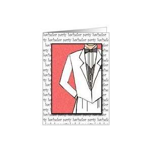 Bachelor Party Invitation White Tux Card
