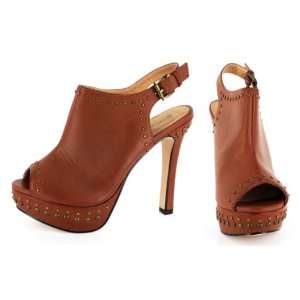  Brown Peep Toe Platform High Heels (US 6) 