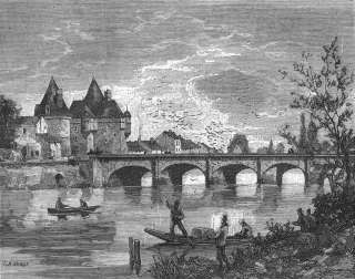 VIENNE Pont de Châtellerault, antique print, 1884  