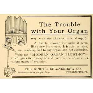  Ad Organ Blower Kinetic Engineering Company Music   Original Print Ad