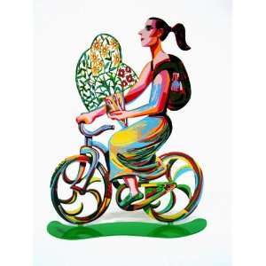    Flower Girl Bike Rider Metal Art By David Gerstein