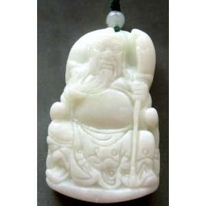  Chinese Jade Seated GUAN GONG Sword Amulet Pendant 
