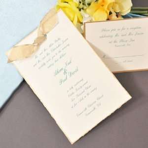  Gold Deckled Invitation Kit with Ribbon Accent Office 