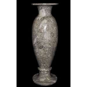   Stone Flower Vase, Brown Marble Vase   Large, 12H