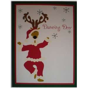  6 Glittered Dancing Santa Reindeer Note Cards Envelopes 