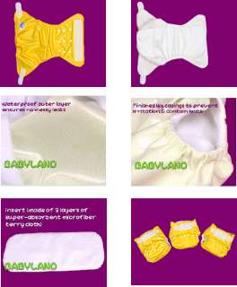 10 Velcro Baby Cloth diapers nappies+20 Inserts new  