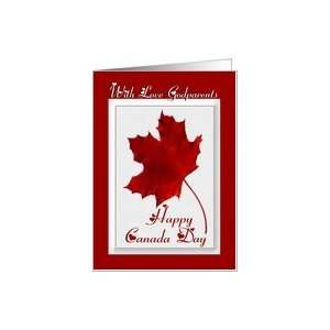  Happy Canada Day ~ With Love Godparents ~ Red Maple Leaf Card 