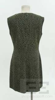 Istante Versace Green & Black Print Wool Sleeveless Dress Size 46 