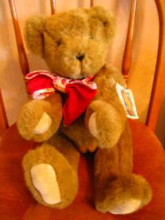 Vintage Vermont Teddy Bear Plush Stuffed Bow Tag Brown  