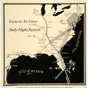 Print Eastern Air Lines Gulf Mexico Airplane United States Map Flight 