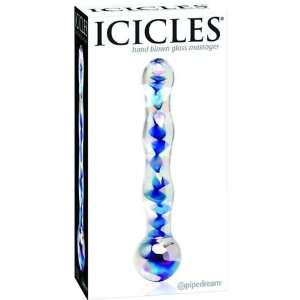  Icicles no. 8 hand blown glass massager   clear w/inside 