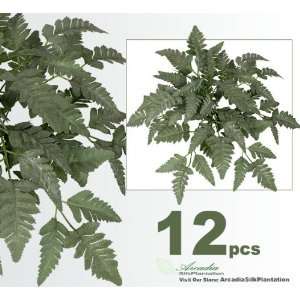  12 Bundles 17 Leather Fern Green Frosted Artificial 