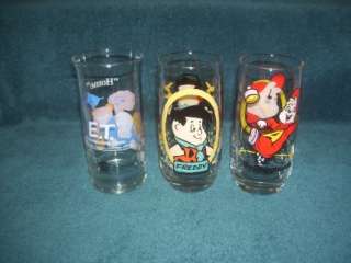   1986 Collector Glasses Alvin Chipmunks ET Flintstone Kids Pizza Hut+