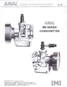 1963 1970 Amal Type 32 & 200 lightweight carburetor parts list 