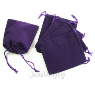 50 Deep Purple Velvet Square Jewellery Pouch Bag 7x9cm  