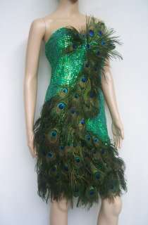 EVITA PG Vegas Showgirl Drag Peacock Feather Dress S XL  