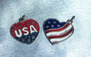 Dazzling Lot of 2 USA/American Heart Pendants  