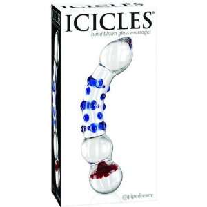  Icicles no. 18 hand blown glass massager   clear w/blue 