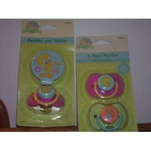  Baby Looney Tunes 2 Pack Pacifier & 1 Pacifier & Holder 