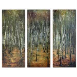 Uttermost 50 Inch Birch Tree Panels Set/3 Frameless Oil Reproduction 