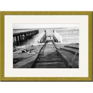  Gold Framed/Matted Print 17x23, Boat Launch, Arena Cove 