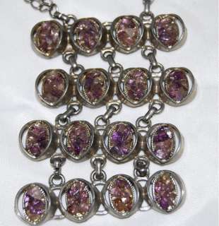 Vintage Amethyst In 4 Movable Groups In Silver Pendant  