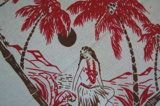 ALOHA Vintage Hawaii State Souvenir Tablecloth UNUSUAL  