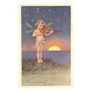  Fairy Playing Violin Premium Giclee Poster Print, 24x32 
