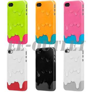 New White Red 3D Melt ice Cream Hard Case Skin Protect Cover for 