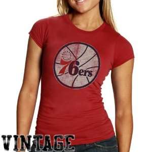  47 Brand Philadelphia 76ers Ladies Heather Red Distressed 