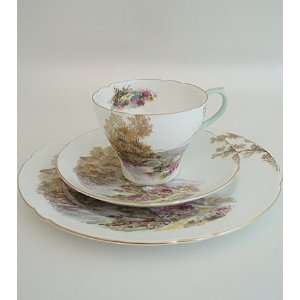  Shelley China HEATHER 3 Pc Cup Saucer & Dessert Plate 