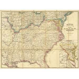   Map of The Seat of Civil War In America, 1862 Arts, Crafts & Sewing