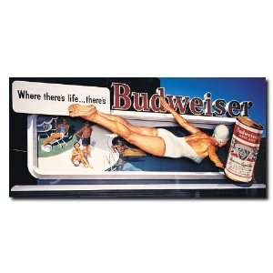  Budweiser Vintage Ad   Pool   Canvas 14 x 30 Inch 