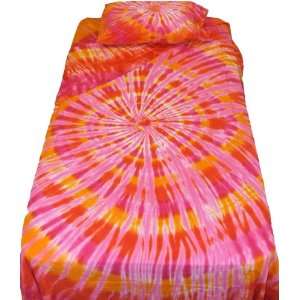 Orange n Pink Spiral Tie Dye Bedding   Twin XL 