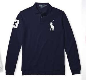 NWT Mens Ralph Lauren Big Pony Long Sleeve Polo Shirt Navy  