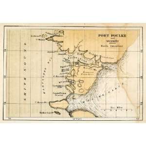  1867 Color Wood Engraving Port Foulke Greenland Antique Map 