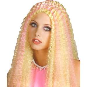  Wig Deluxe Waffled Crimped Blonde Streaked with Pink 