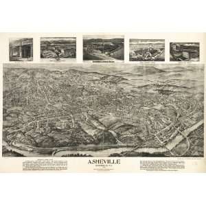  Historic Panoramic Map Asheville, Buncombe Co. N.C. 1912 