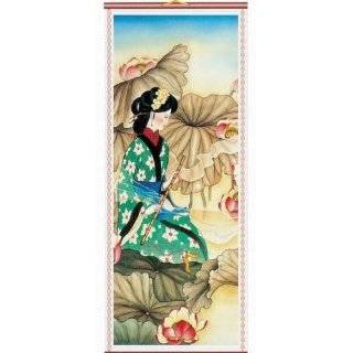 Asian Princess Rattan Scroll Picture Asian Art Home Decor by River 