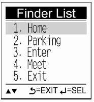 Finder list, with 5 fields for coordinates.