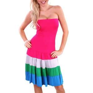  Rainbow Hot Pink Tube Dress   M 